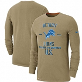 Men's Detroit Lions Nike Tan 2019 Salute to Service Sideline Performance Long Sleeve Shirt,baseball caps,new era cap wholesale,wholesale hats